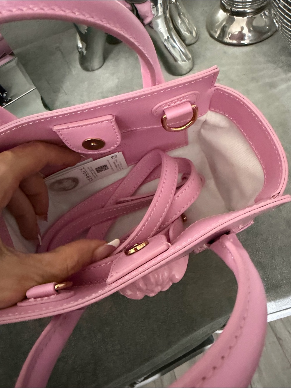 Versace Pink Mini Leather Tote - Picture 3 of 3